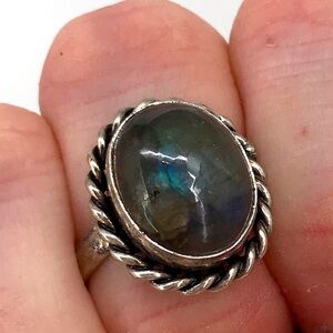 Oval Shaped Labradorite Ring